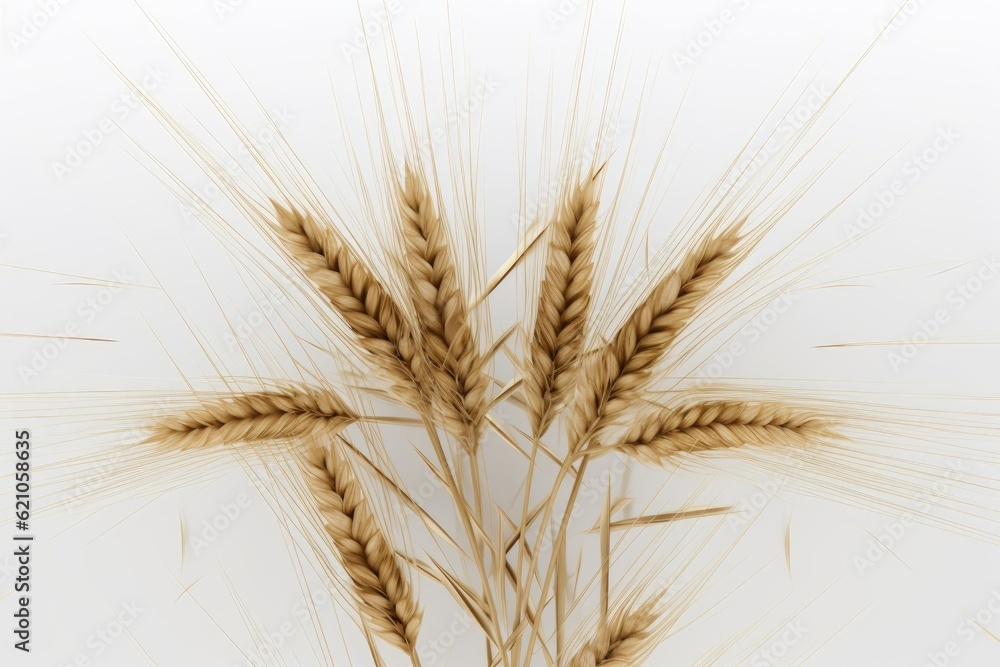 Aufkleber a three-spike wheat background with a white background. wheats seen from above. made using generativ