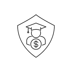 Student loan protection. Academic scholarship line icon isolated on white background. Vector illustration