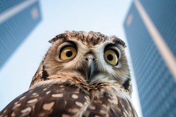 owl taking a selfie in the city