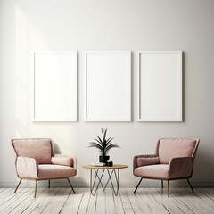 interior design poster mockups, modern house design, set of 3 poster mockups, hollow frames