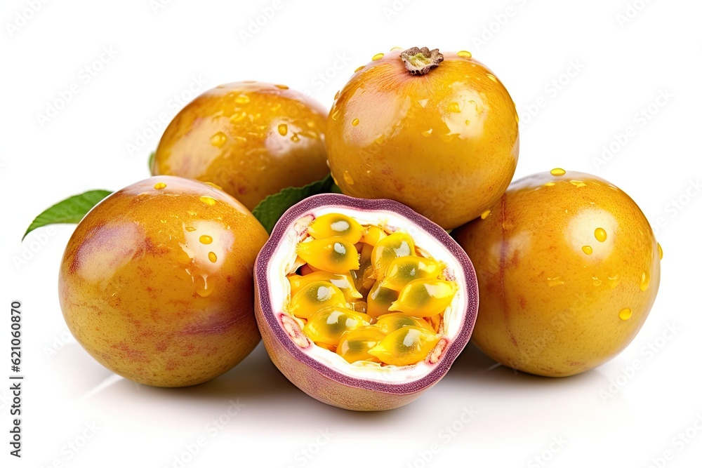 Poster distinct from the rest of the group of passionfruits. using a clipping path, display a maracuya pass
