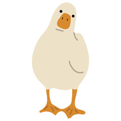 Duck White Single 35 cute on a blue background, vector illustration