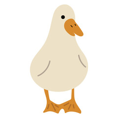 Duck White Single 39 cute on a blue background, vector illustration