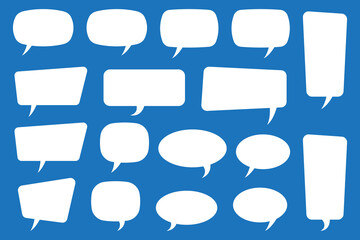 Set of speech bubbles. Speak bubble text, cartoon chatting box, message box. Blank empty vector white speech bubbles. Cartoon balloon word design.