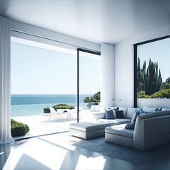 Obraz na płótnie Canvas Modern minimalist luxury Villa. AI generated illustration