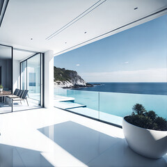 Fototapeta na wymiar Modern minimalist luxury Villa. AI generated illustration