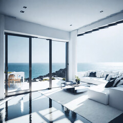 Modern minimalist luxury Villa. AI generated illustration