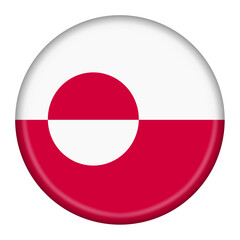 Greenland flag button 3d illustration with clipping path
