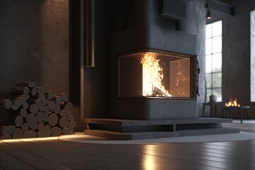 modern fireplace, Generative AI