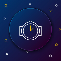 Line Diving watch icon isolated on blue background. Diving underwater equipment. Colorful outline concept. Vector