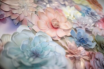 close-up of pastel flowers, with focus on intricate detail, created with generative ai