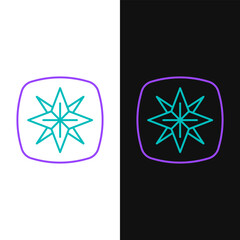 Line Wind rose icon isolated on white and black background. Compass icon for travel. Navigation design. Colorful outline concept. Vector