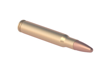 Bullet for assault rifle isolated on white background. 3d render