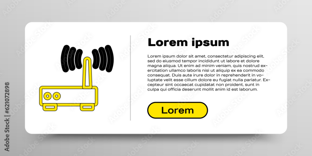 Poster Line Router and wi-fi signal icon isolated on white background. Wireless ethernet modem router. Computer technology internet. Colorful outline concept. Vector