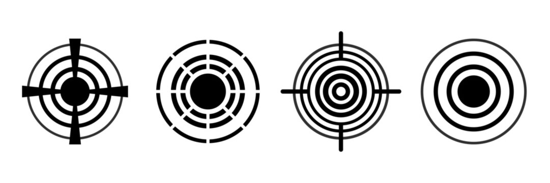 Pain concentration, headache, toothache  icon, radial pain target icon set