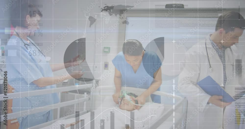 Poster animation of data processing over diverse doctors