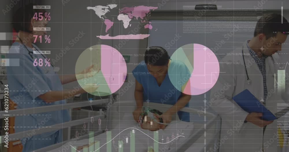 Poster animation of data processing over diverse doctors