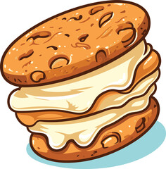 Cartoon Biscoff Cookie Ice Cream, Vector, illustration, Food