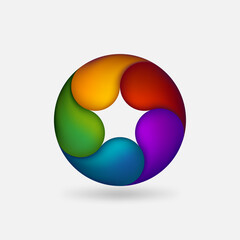 Colored Pentagon symbol in rainbow circle