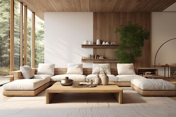 design interior living room 3d rendering, Generative AI