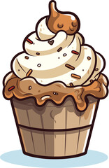 A Cartoon Chocolate Hazelnut Ice Cream, illustration, Vector