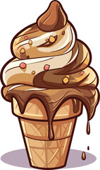 A Cartoon Chocolate Hazelnut Ice Cream, illustration, Vector