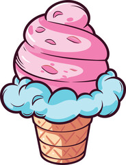 A Cartoon Cotton Candy Marshmallow Ice Cream, illustration, Vector