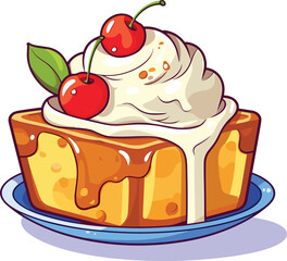 A Cartoon French Toast Ice Cream, illustration, Vector