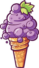 A Cartoon Grape Sherbet Ice Cream, illustration, Vector