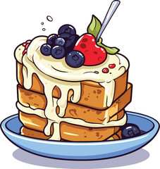 A Cartoon French Toast Ice Cream, illustration, Vector