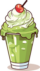 A Cartoon Green Tea Ice Cream, illustration, Vector