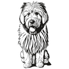 Old English Sheepdog dog portrait in vector, animal hand drawing for tattoo or tshirt print illustration