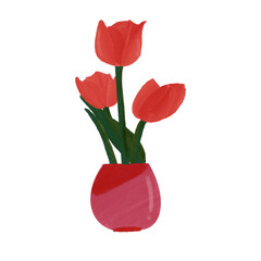 Obraz premium red tulips in vase