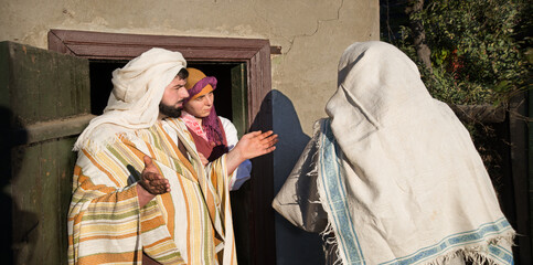 There is no place. The hostess of the hotel did not let Joseph and Mary spend the night