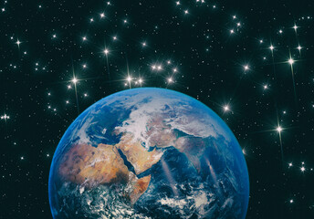 View of the planet earth from space. Gas, nebula, stars. The elements of this image furnished by NASA.