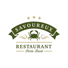 Vintage restaurant logo design template isolated. Restaurant ornament logo vector design element