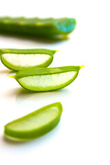 cut aloe leaves