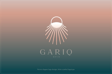 Celestial logo design, Star logotype, Planet, Space, Universe, Minimal Minimalistic, Sun, Rays, Satelite emblem