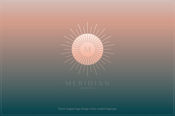 Celestial logo design, Star logotype, Planet, Space, Universe, Minimal Minimalistic, Sun, Rays, Satelite emblem