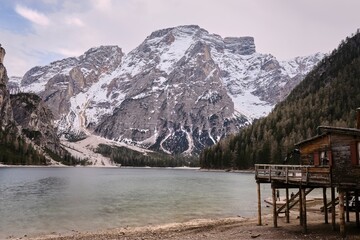 Lago di Braies in Dolomiti mountains