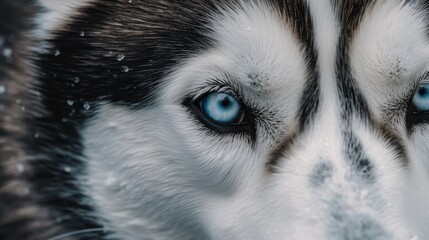 A husky dog in close-up with striking eyes. made using generative AI tools