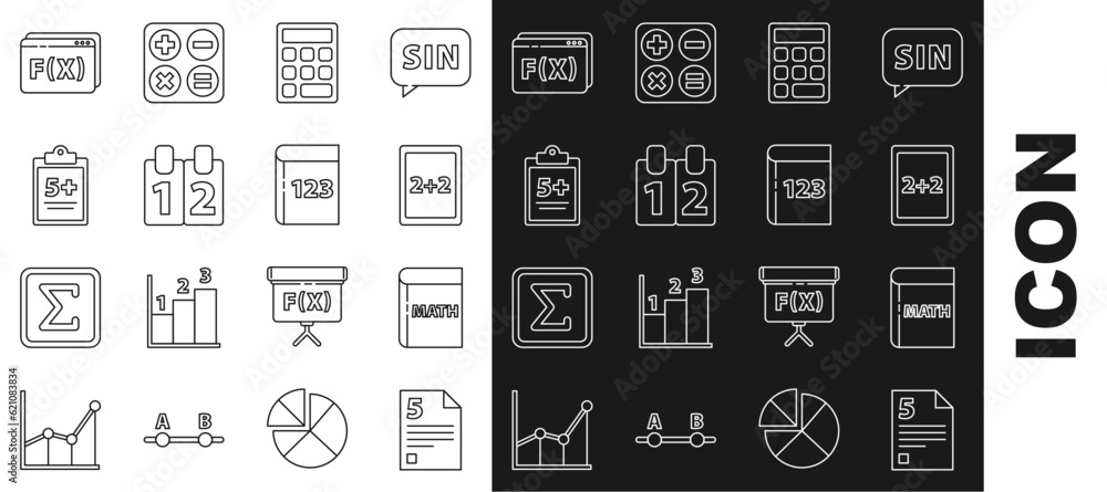 Poster set line infinity, triangle math, calculation, mathematics function cosine, geometric figure pentago