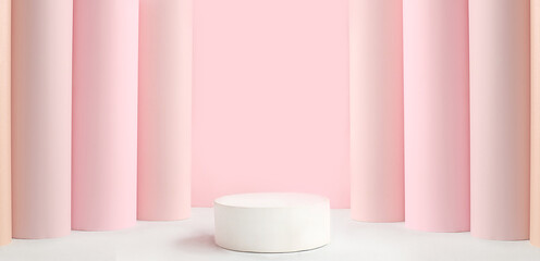 Premium stage for showcasing product and business concept, template for design. Minimal modern aesthetic. Beautiful composition with empty podium for product, elegant beauty concept,