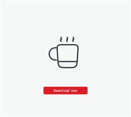 A cup of tea vector icon. Symbol in Line Art Style for Design, Presentation, Website or Mobile Apps Elements, Logo. Pixel vector graphics - Vector