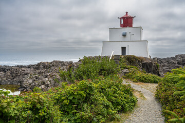 Fototapeta na wymiar Amphitrite Point Lighthouse on Vancouver Island