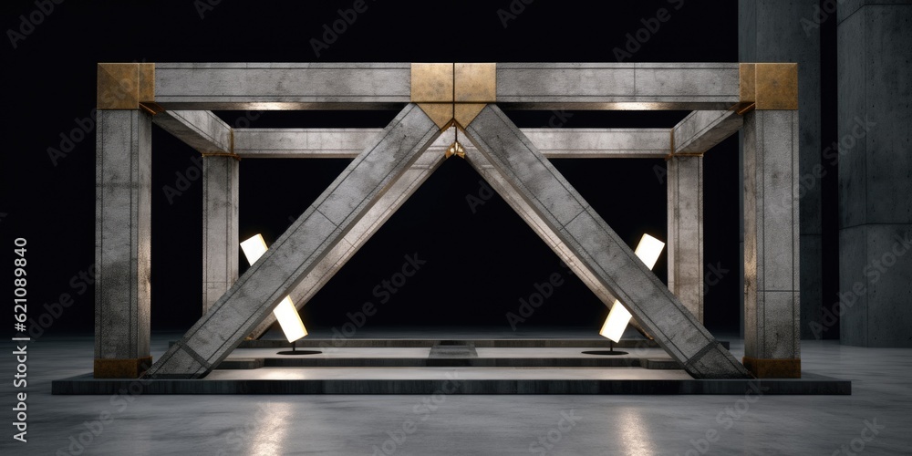Poster a concrete-base b truss stage. made using generative ai tools