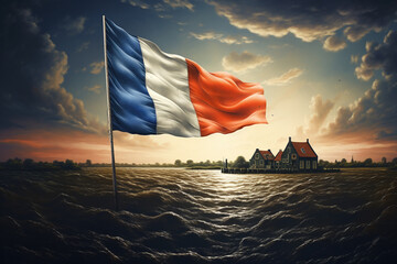 Background referring to the flag of the France and national colors. Generative AI