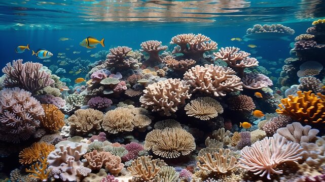 tropical ocean subaqueous Pisces on coral Witwatersrand. Creative resource, AI Generated