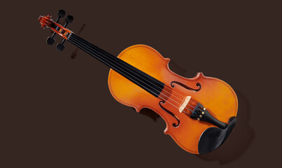 Fototapeta na wymiar Violin isolated on black. Classical music instrument