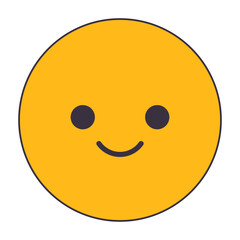 Cute face emotion emoticon flat line color isolated vector object. Editable clip art image on white background. Simple outline cartoon spot illustration for web design